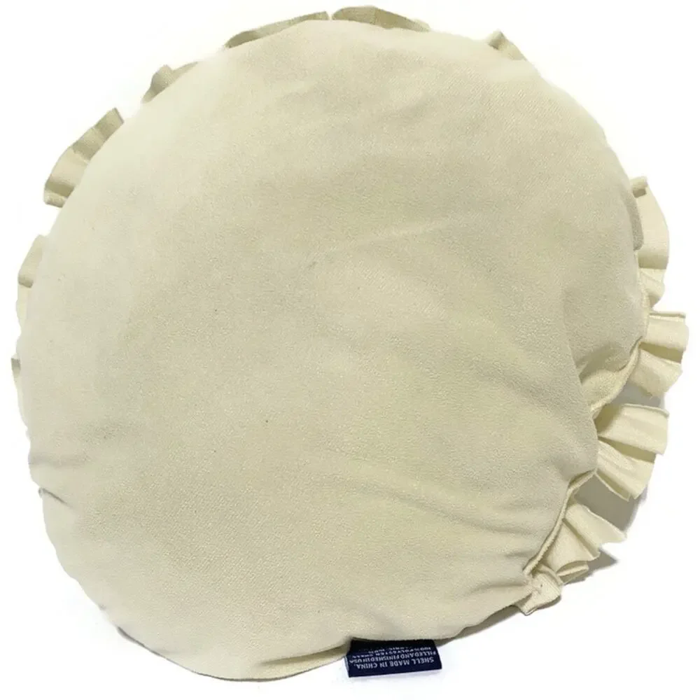 Cynthia Rowley Decorative Throw Pillow Cream Ivory Ruffles Round 14 Inches